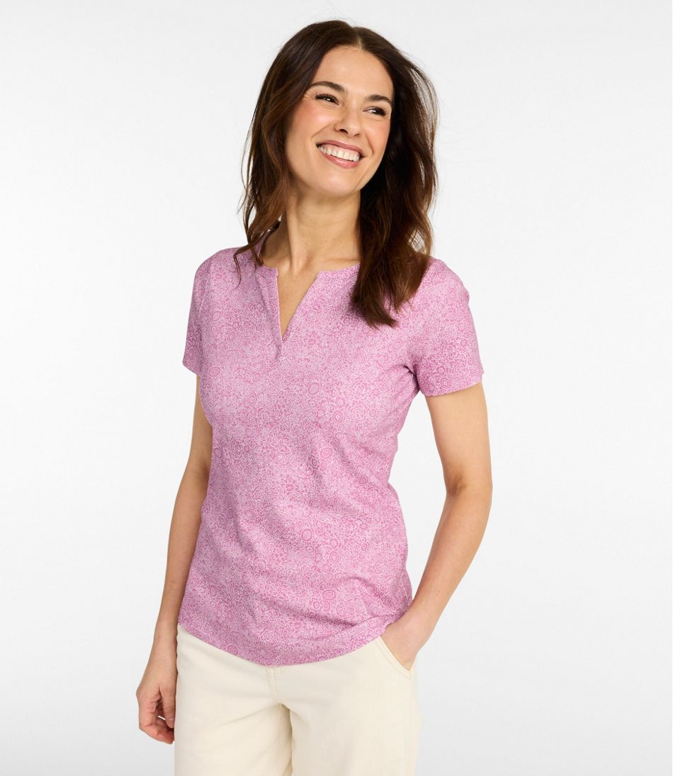 L.L.Bean Women's Tee, Short-Sleeve Notch-Neck Print CLOTHING|SALE