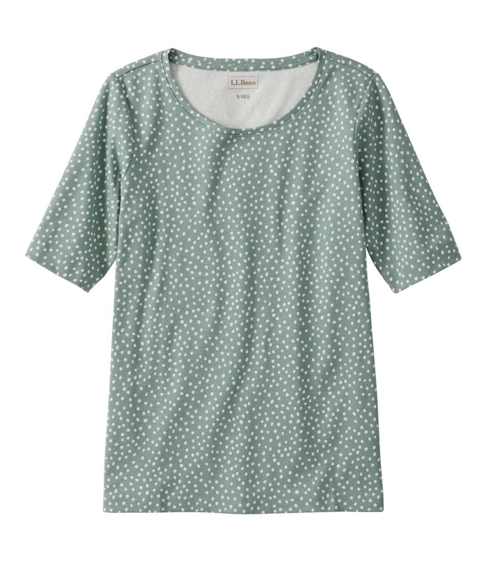 L.L.Bean Women's Jewelneck Tee, Elbow-Sleeve Print CLOTHING|SALE