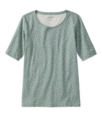 L.L.Bean Women's Jewelneck Tee, Elbow-Sleeve Print CLOTHING|SALE