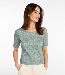 L.L.Bean Women's Jewelneck Tee, Elbow-Sleeve Print CLOTHING|SALE