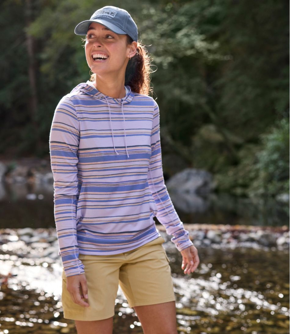 L.L.Bean Women's Everyday SunSmart® Hooded Pullover, Long-Sleeve Stripe CLOTHING|SALE
