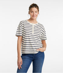 L.L.Bean Women's Signature Slub Tee, Short-Sleeve Henley Novelty CLOTHING|SALE