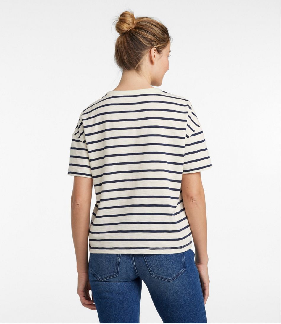 L.L.Bean Women's Signature Slub Tee, Short-Sleeve Henley Novelty CLOTHING|SALE