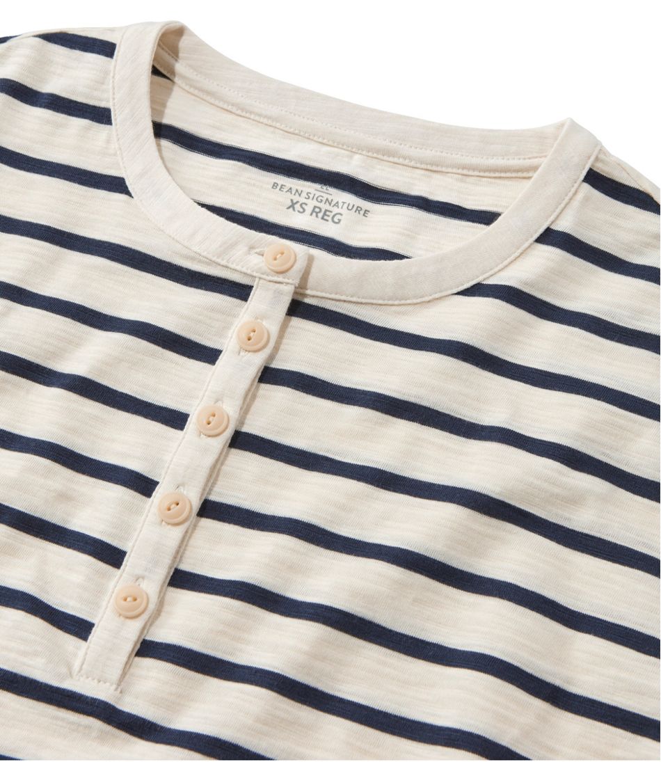 L.L.Bean Women's Signature Slub Tee, Short-Sleeve Henley Novelty CLOTHING|SALE