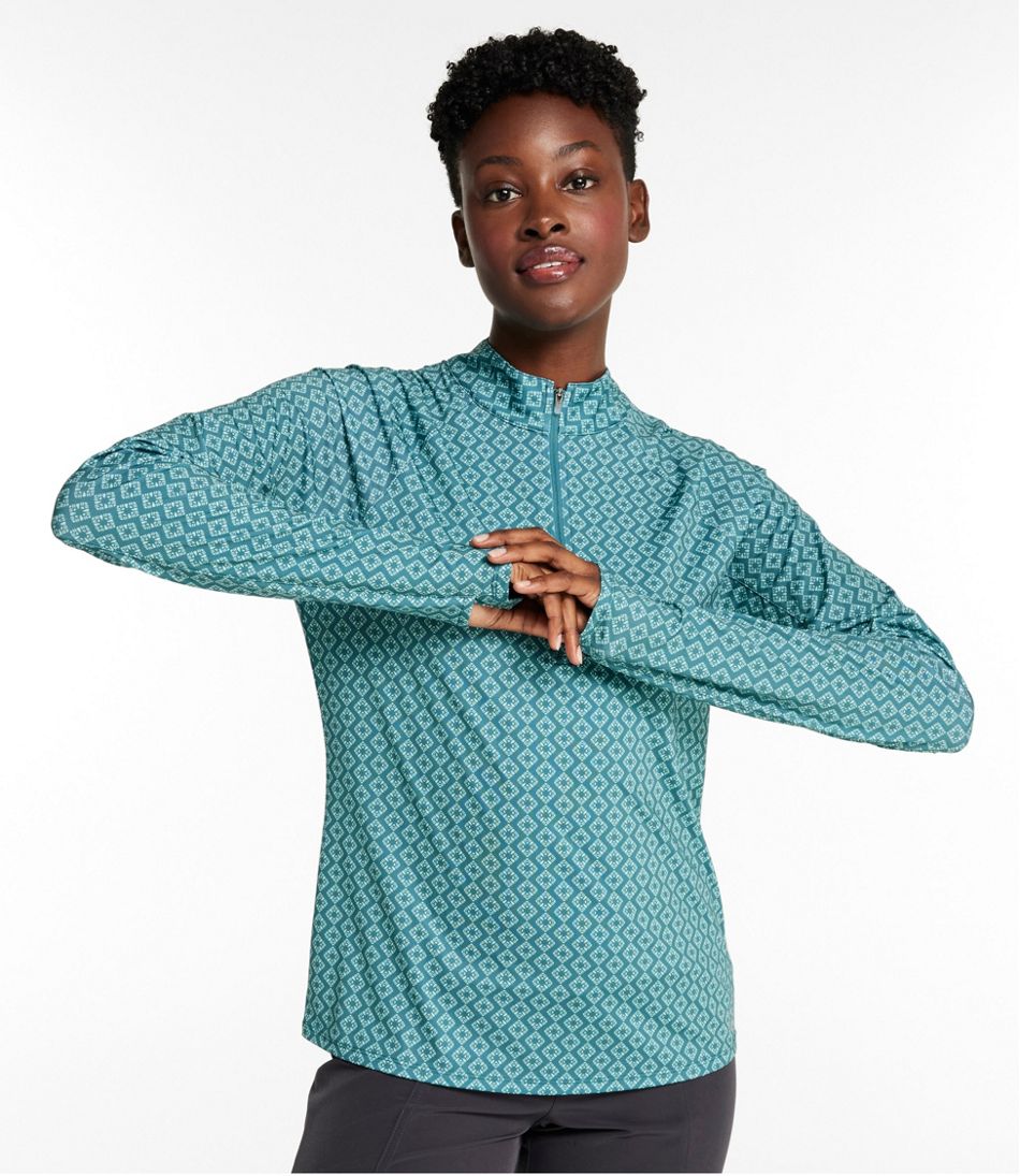 L.L.Bean Women's Access Trail Pullover, Long-Sleeve Quarter-Zip Print CLOTHING