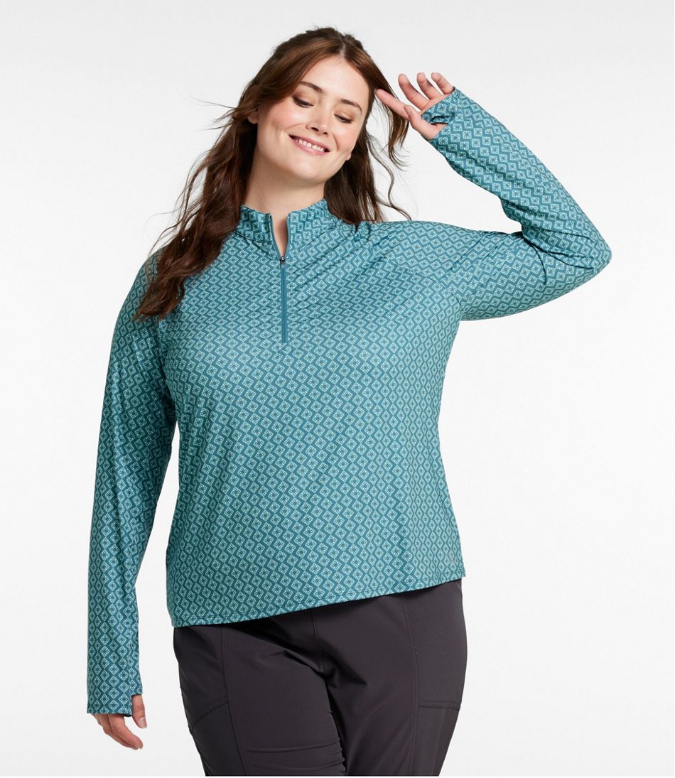 L.L.Bean Women's Access Trail Pullover, Long-Sleeve Quarter-Zip Print CLOTHING