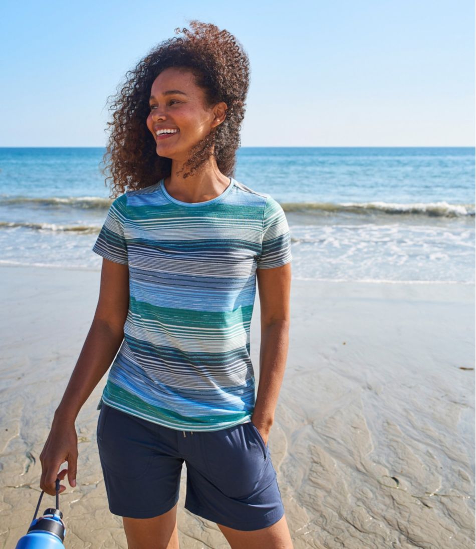 L.L.Bean Women's Everyday SunSmart® Tee, Short-Sleeve Stripe CLOTHING|SALE