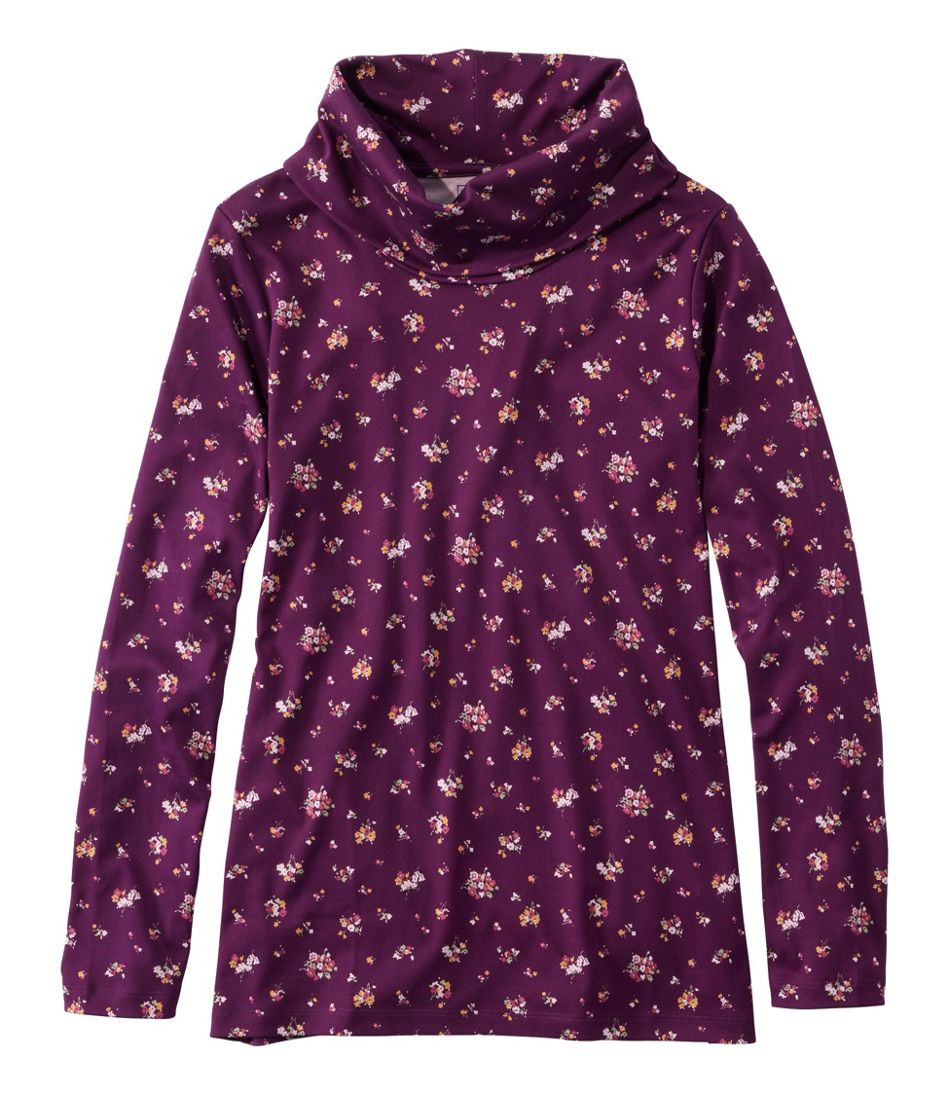 L.L.Bean Women's Pima Cotton Tee, Long-Sleeve Cowlneck Print CLOTHING|SALE