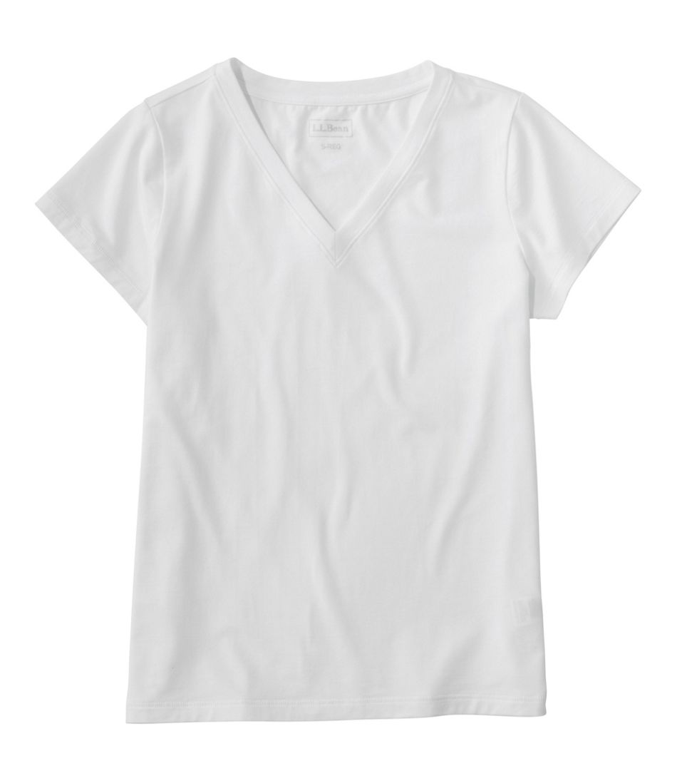 L.L.Bean Women's Soft Stretch Supima-Blend Tee, Short-Sleeve V-Neck CLOTHING