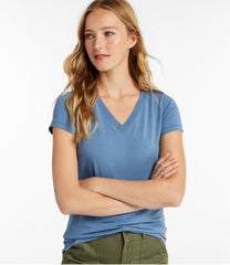 L.L.Bean Women's Soft Stretch Supima-Blend Tee, Short-Sleeve V-Neck CLOTHING