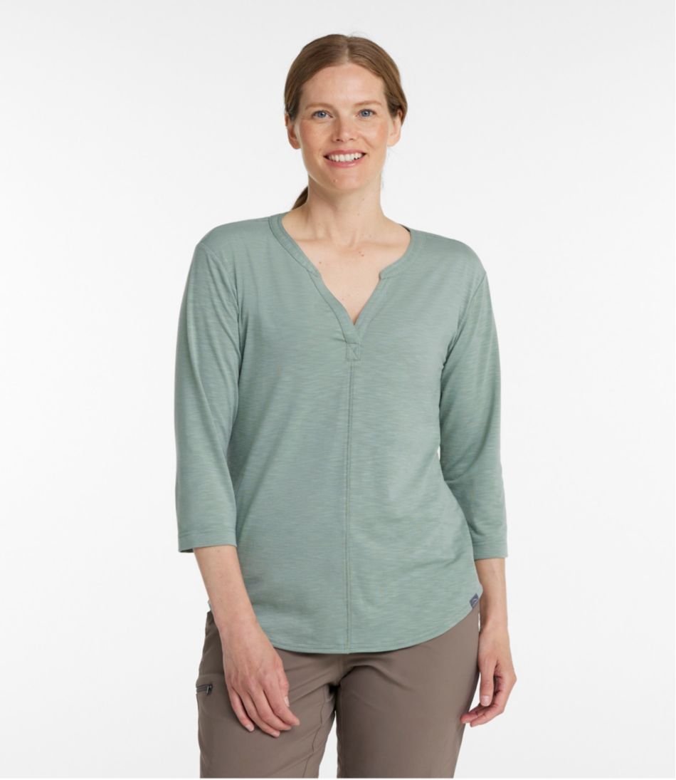 L.L.Bean Women's Streamside Tee, Three-Quarter-Sleeve Splitneck CLOTHING|SALE
