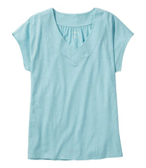 L.L.Bean Women's Organic Cotton Tee, V-Neck Cap-Sleeve CLOTHING
