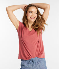 L.L.Bean Women's Organic Cotton Tee, V-Neck Cap-Sleeve CLOTHING