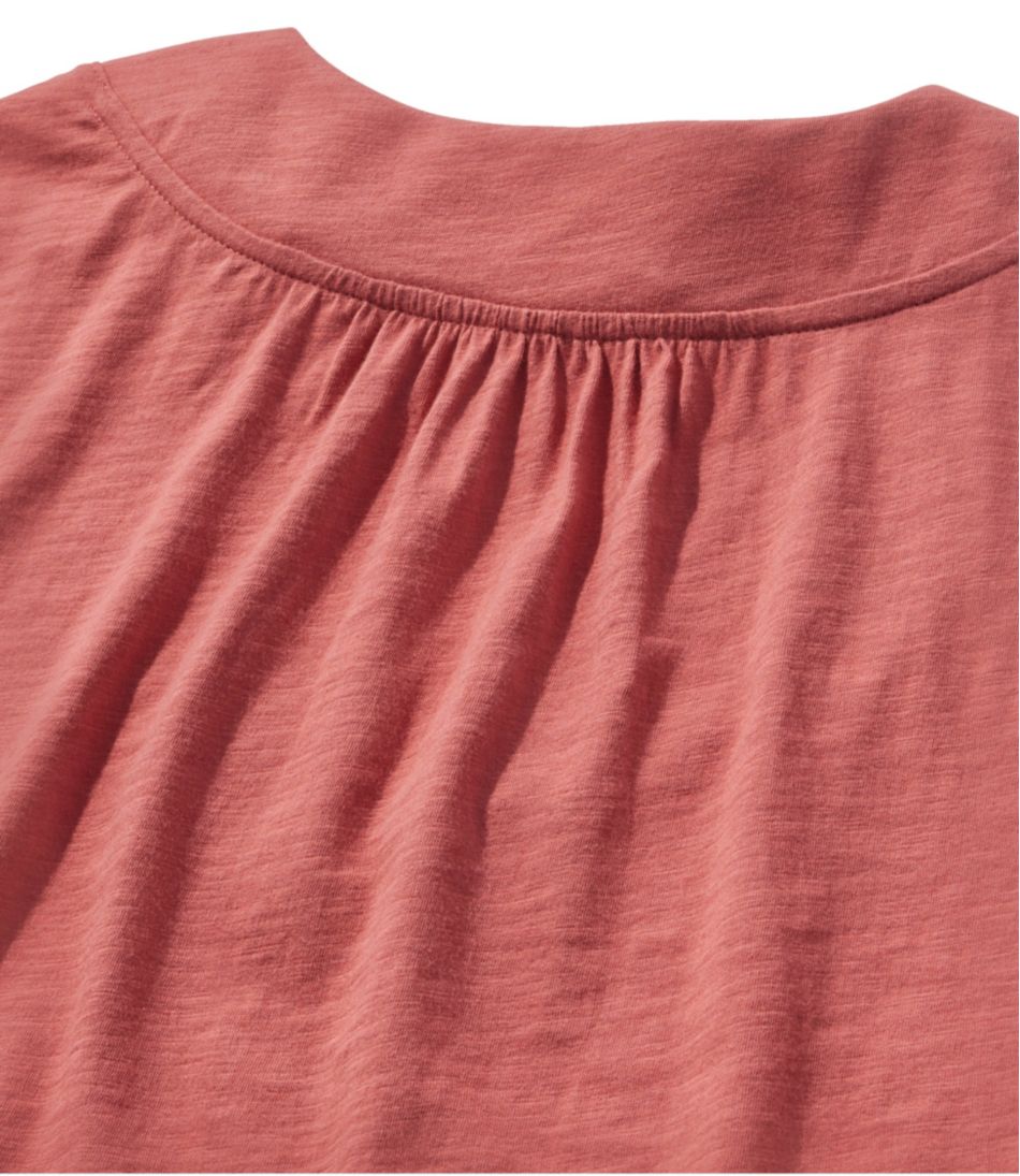 L.L.Bean Women's Organic Cotton Tee, V-Neck Cap-Sleeve CLOTHING