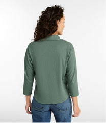 L.L.Bean Women's Linen/Cotton Tee, Three-Quarter-Sleeve Splitneck Polo CLOTHING