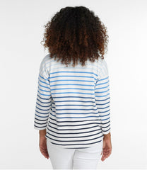 L.L.Bean Women's Heritage Mariner Top, Splitneck Polo Three-Quarter-Sleeve Stripe CLOTHING|SALE
