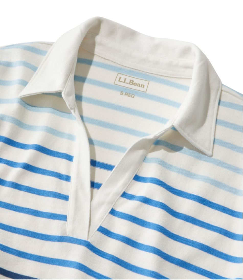 L.L.Bean Women's Heritage Mariner Top, Splitneck Polo Three-Quarter-Sleeve Stripe CLOTHING|SALE