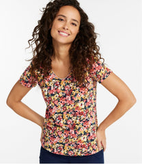 L.L.Bean Women's Organic Cotton Tee, V-Neck Short-Sleeve Print CLOTHING
