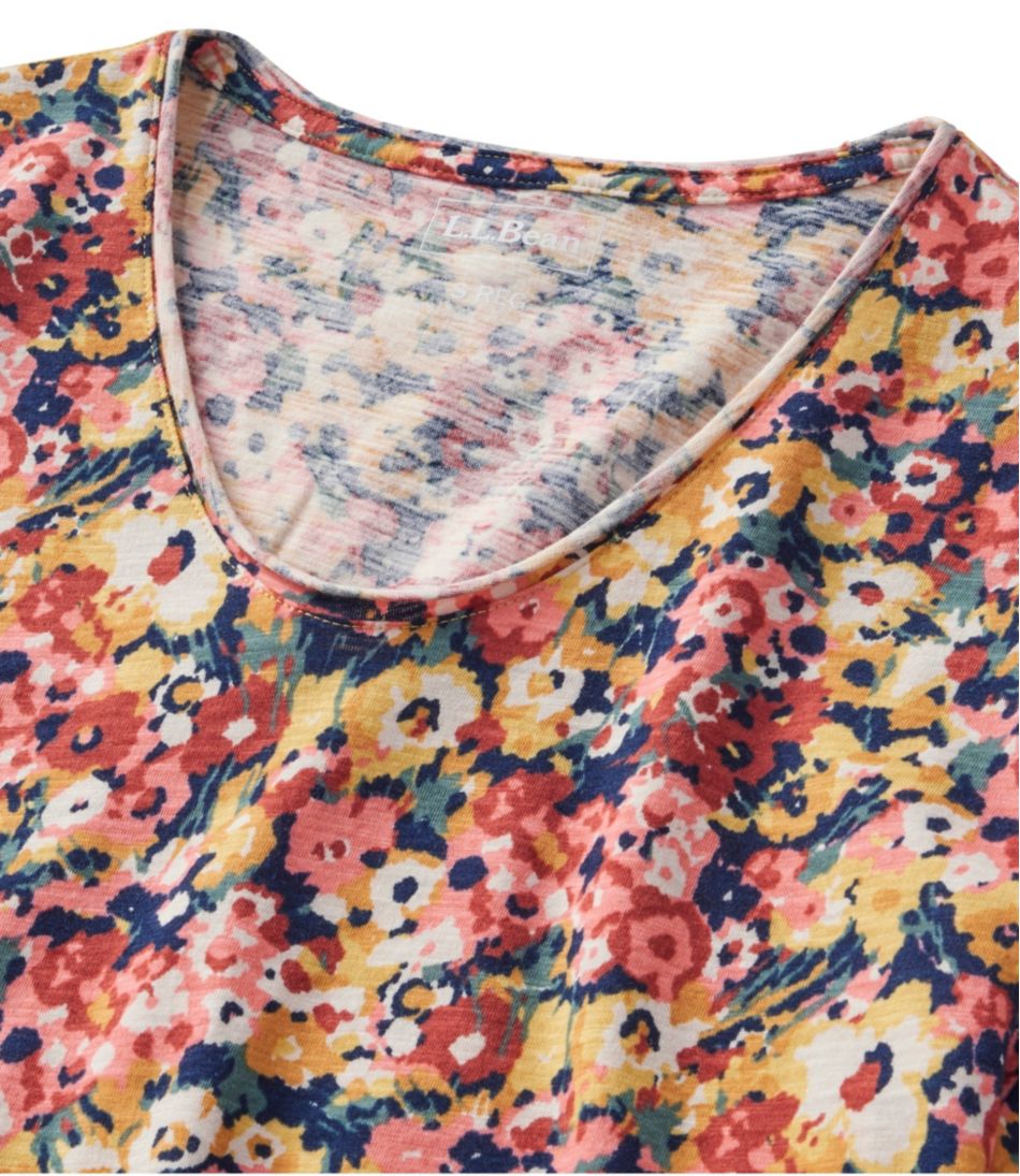 L.L.Bean Women's Organic Cotton Tee, V-Neck Short-Sleeve Print CLOTHING