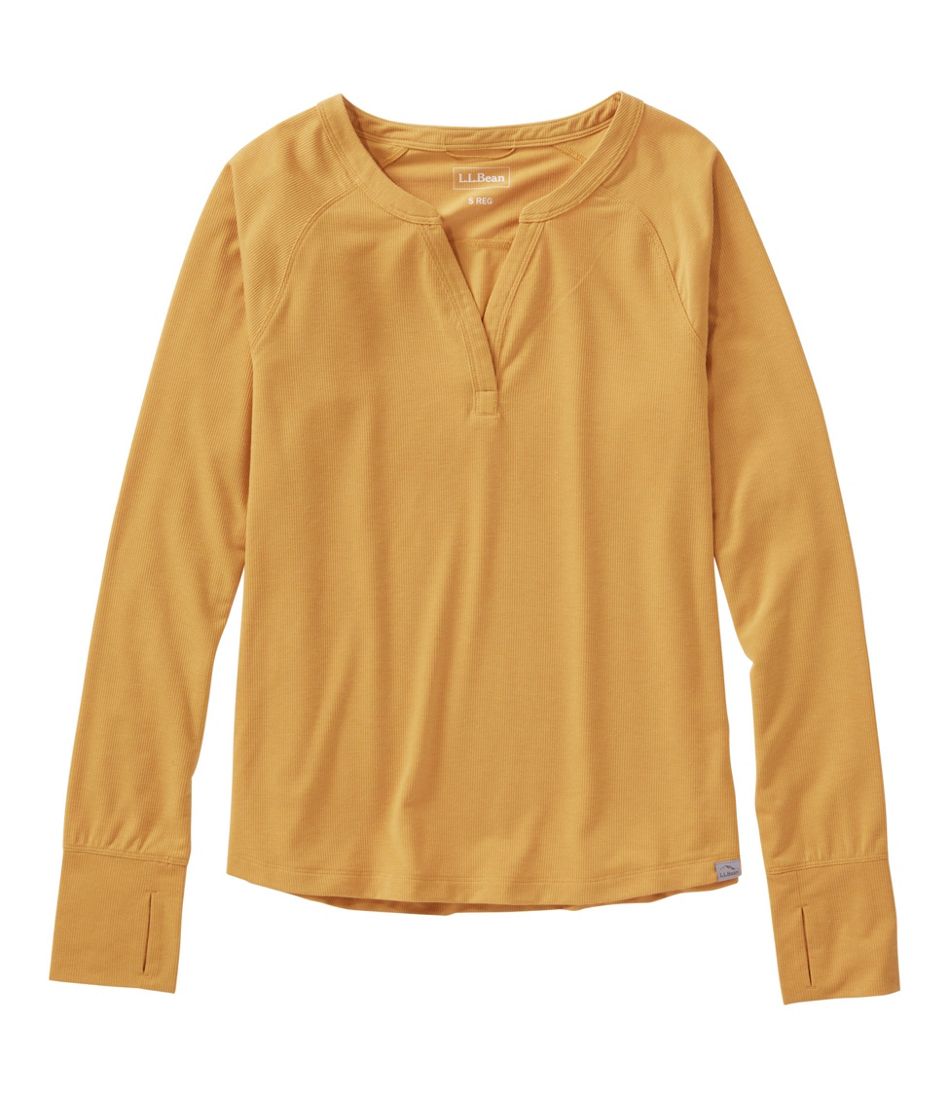L.L.Bean Women's Ribbed Performance Tee, Long-Sleeve Splitneck CLOTHING|SALE