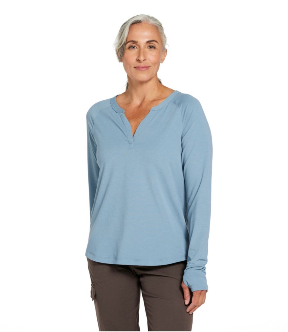 L.L.Bean Women's Ribbed Performance Tee, Long-Sleeve Splitneck CLOTHING|SALE