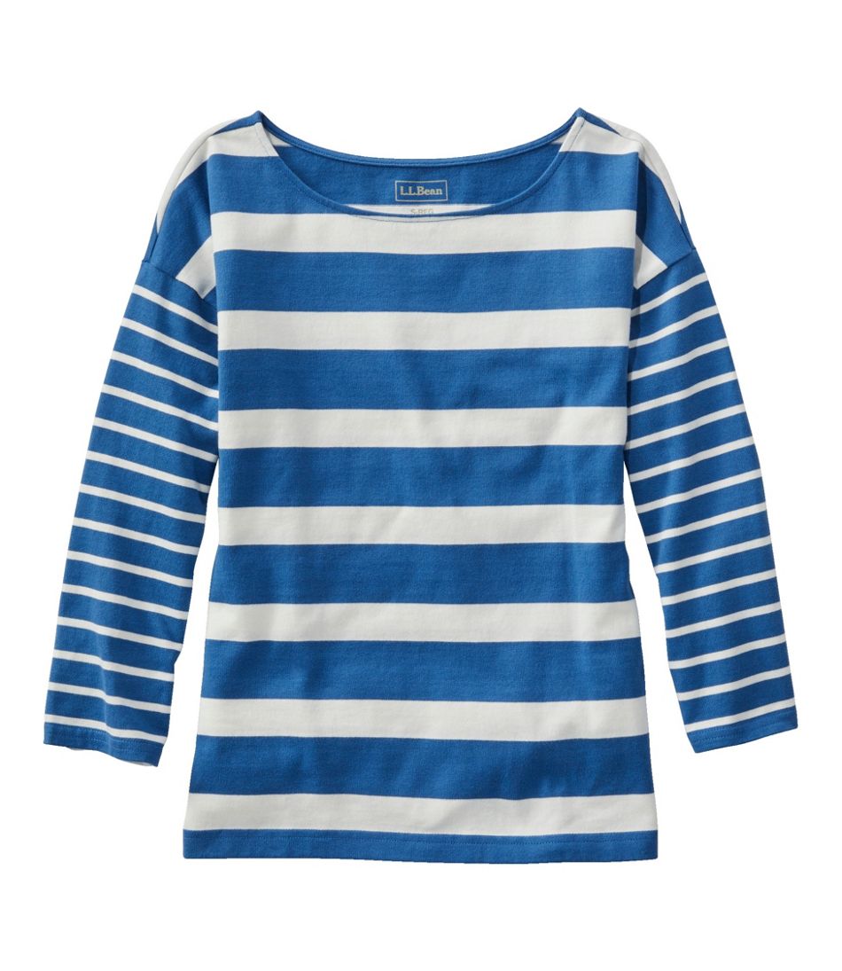 L.L.Bean Women's Heritage Mariner Top, Boatneck Three-Quarter-Sleeve Blocked Stripe CLOTHING|SALE