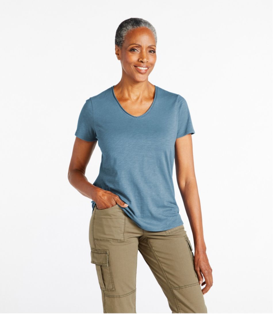 L.L.Bean Women's Organic Cotton Tee, V-Neck Short-Sleeve CLOTHING|SALE
