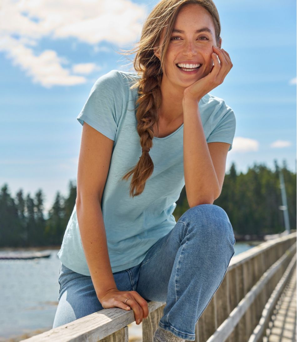 L.L.Bean Women's Organic Cotton Tee, V-Neck Short-Sleeve CLOTHING|SALE