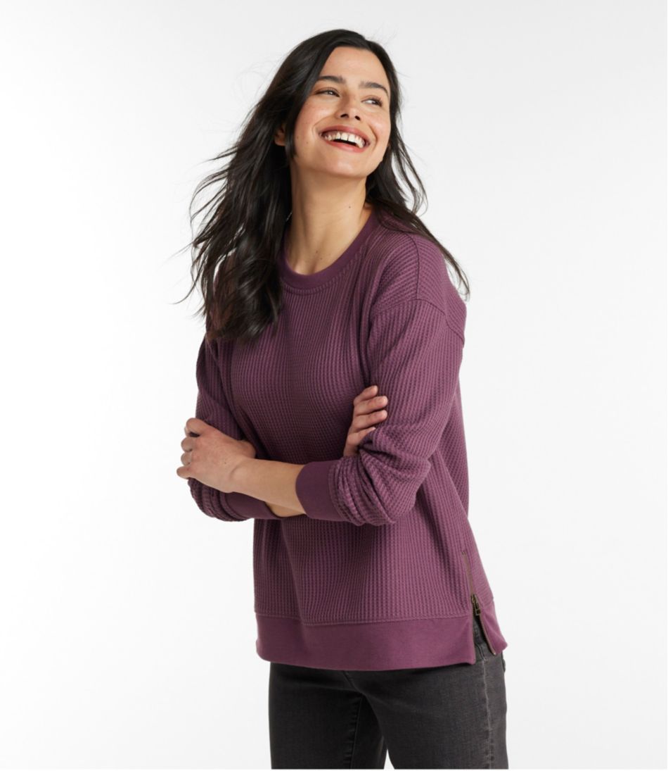L.L.Bean Women's Birchwood Brushed Waffle Top, Crewneck CLOTHING|SALE