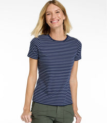 L.L.Bean Women's Pima Cotton Tee, Short-Sleeve Crewneck Stripe CLOTHING