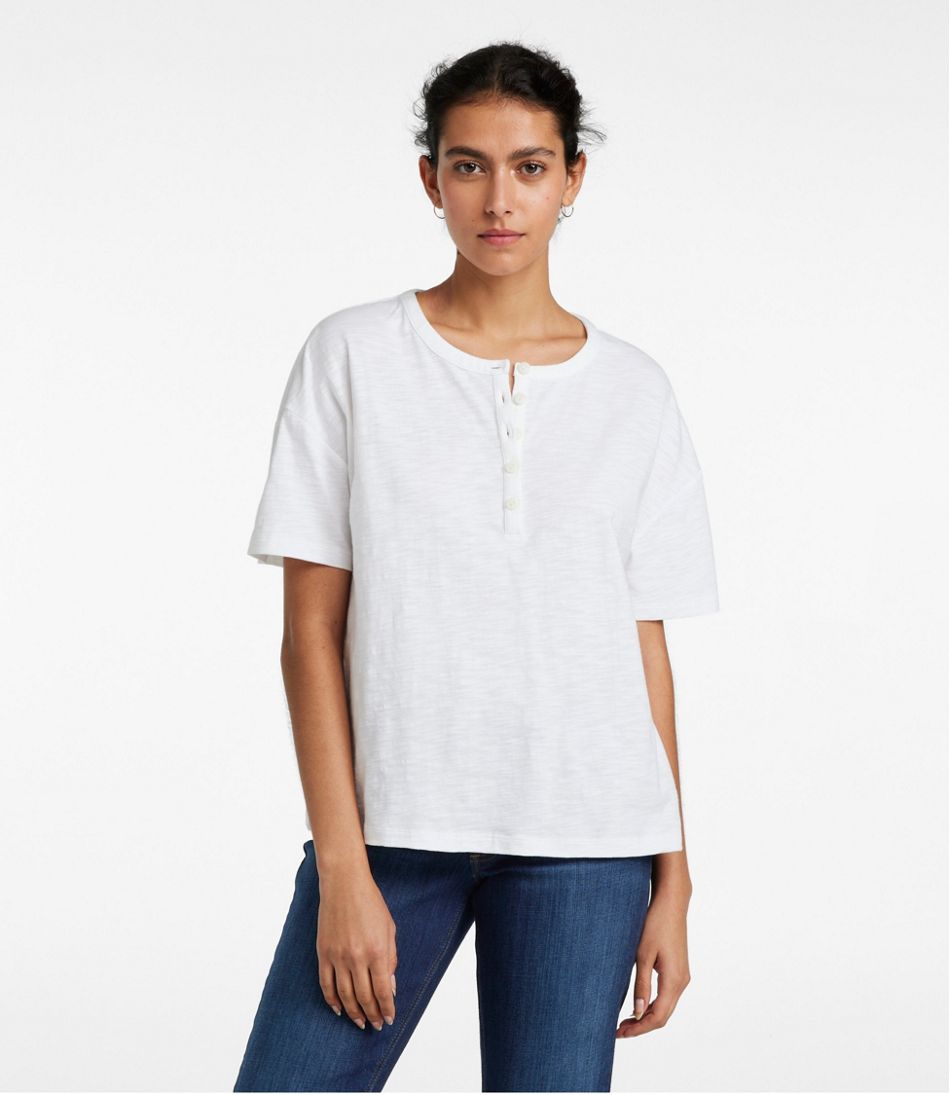 L.L.Bean Women's Signature Slub Tee, Short-Sleeve Henley CLOTHING|SALE