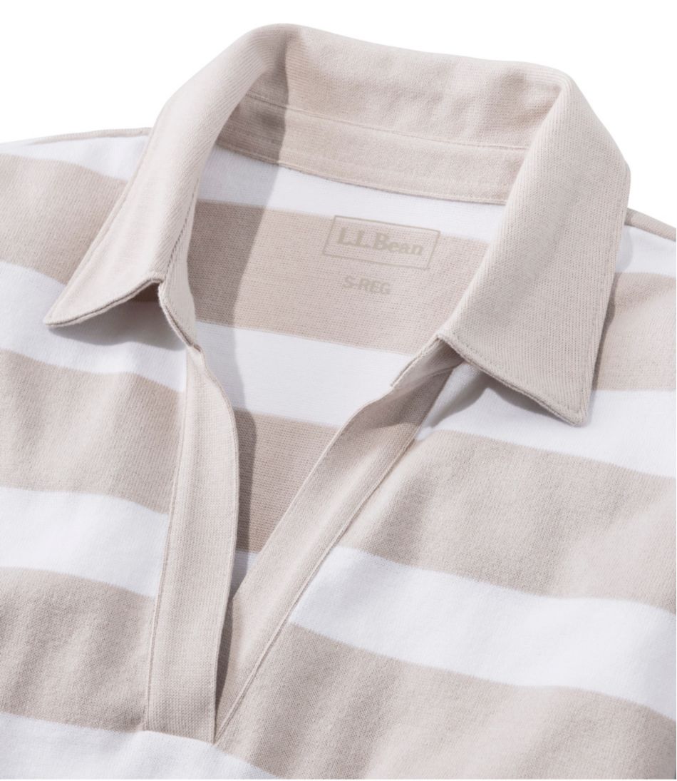L.L.Bean Women's Heritage Mariner Top, Splitneck Polo Three-Quarter-Sleeve, Block Stripe CLOTHING|SALE
