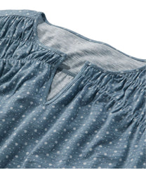 L.L.Bean Women's Organic Cotton Tee, Smocked Notch-Neck Short-Sleeve Print CLOTHING|SALE