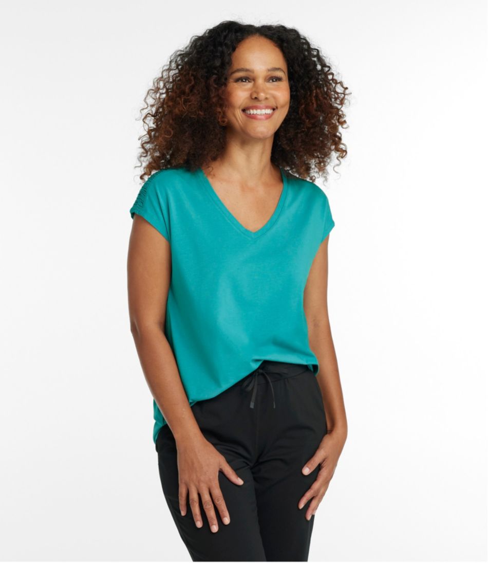 L.L.Bean Women's Beyond Soft V-Neck Tee, Short Sleeve CLOTHING|SALE