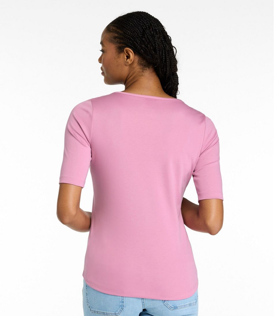 L.L.Bean Women's Pima Cotton Tee, Elbow-Sleeve Boatneck CLOTHING