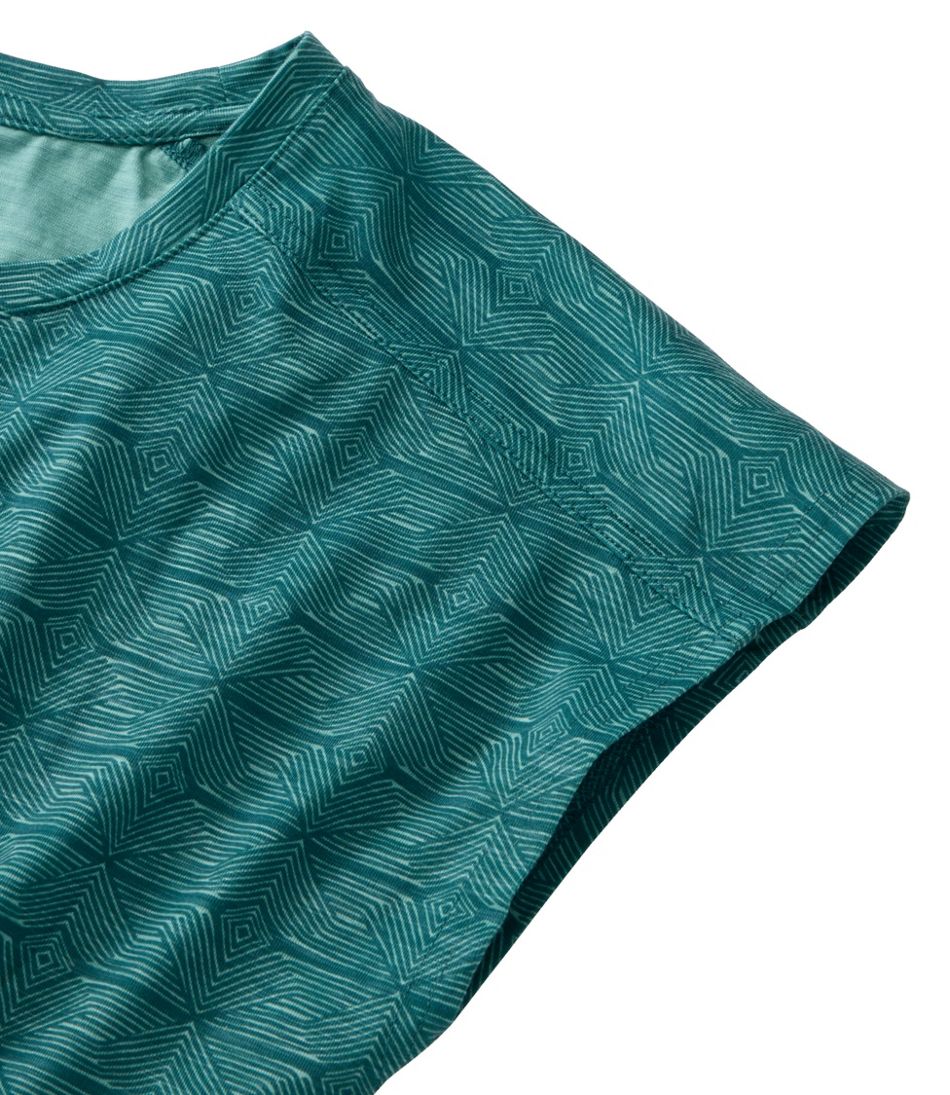 L.L.Bean Women's Streamside Tee, Short-Sleeve Ruched Crew Print CLOTHING|SALE