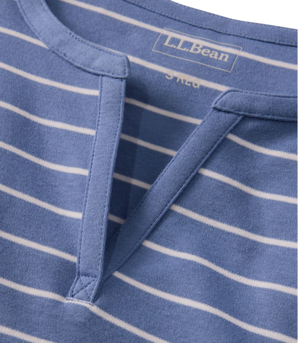 L.L.Bean Women's Tee, Short-Sleeve Notch-Neck Stripe CLOTHING