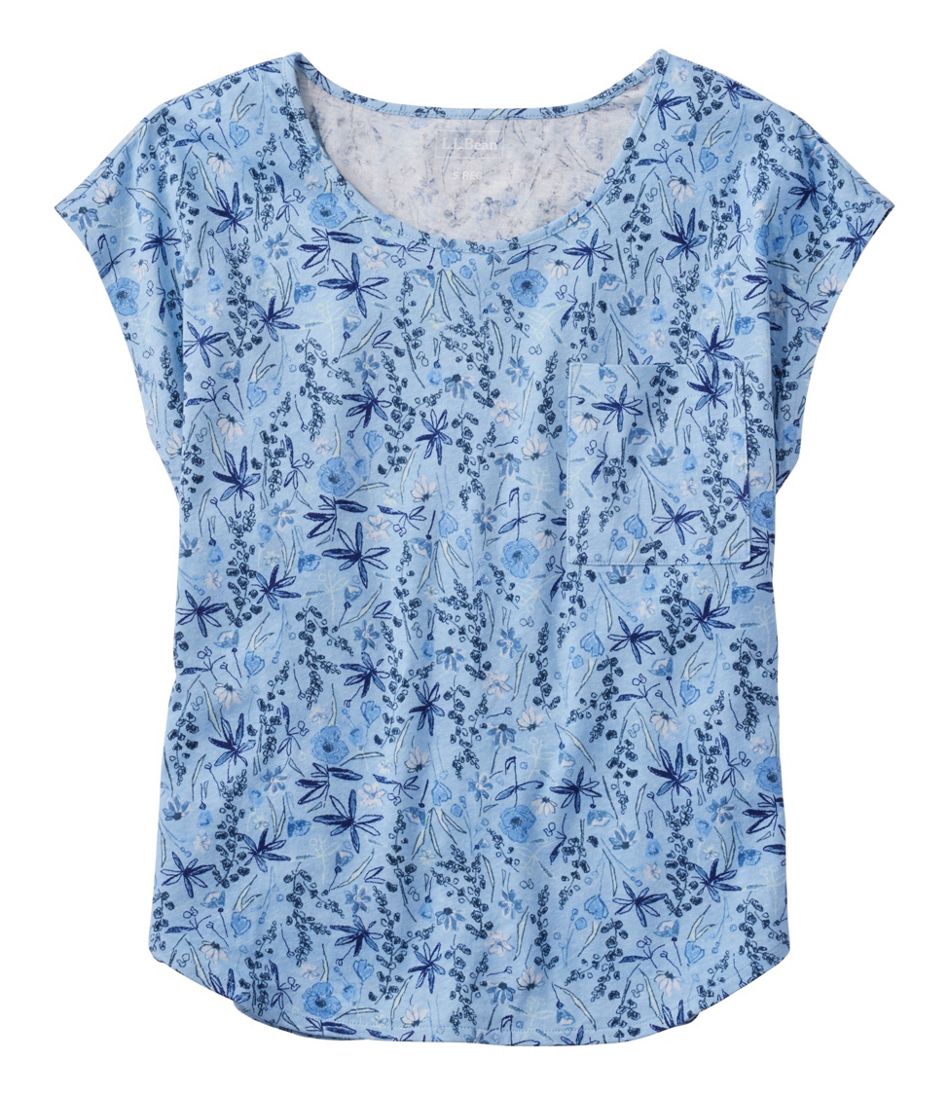 L.L.Bean Women's Linen/Cotton Tee, Short-Sleeve Scoopneck Print CLOTHING