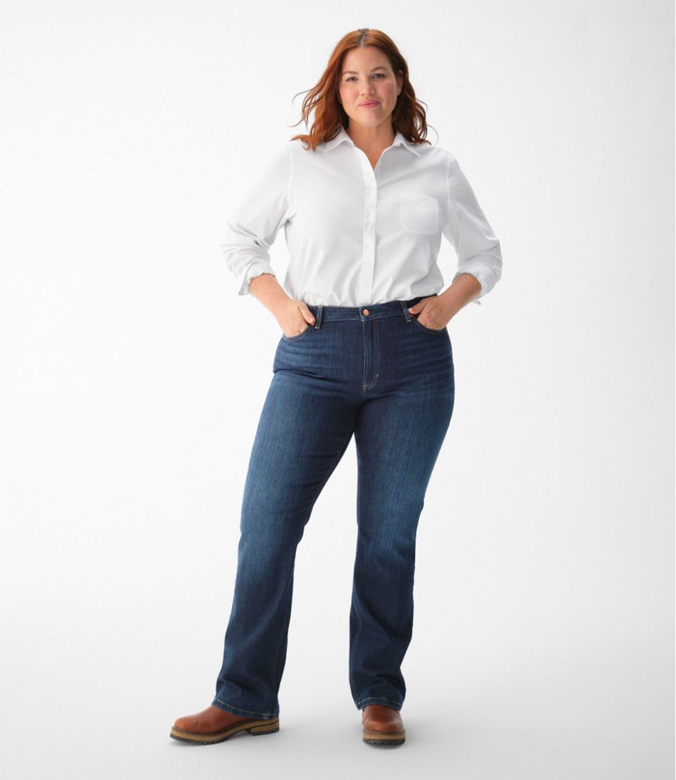 L.L.Bean Women's Wrinkle-Free Pinpoint Oxford Shirt, Long-Sleeve Relaxed Fit CLOTHING