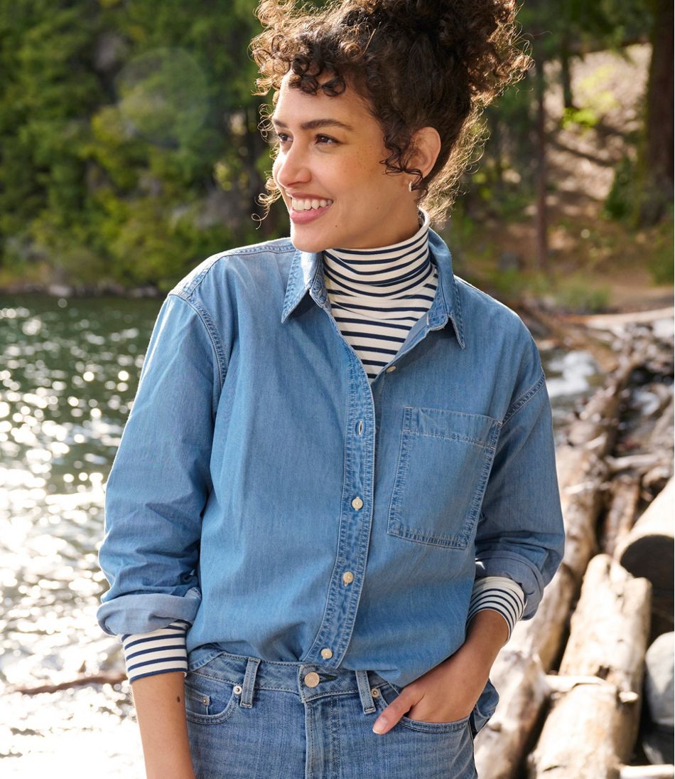 L.L.Bean Women's Denim Boyfriend Shirt CLOTHING