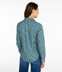 L.L.Bean Women's Wrinkle-Free Pinpoint Oxford Shirt, Relaxed Fit Long-Sleeve Print CLOTHING|SALE