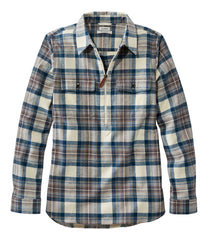 L.L.Bean Women's Scotch Plaid Flannel Shirt, Quarter-Zip CLOTHING