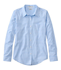 L.L.Bean Women's Wrinkle-Free Pinpoint Oxford Shirt, Long-Sleeve Relaxed Fit Plaid CLOTHING|SALE