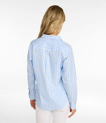 L.L.Bean Women's Wrinkle-Free Pinpoint Oxford Shirt, Long-Sleeve Relaxed Fit Plaid CLOTHING|SALE