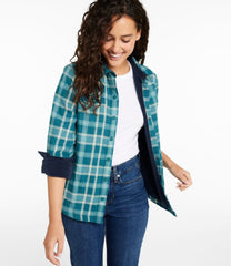 L.L.Bean Women's Fleece-Lined Flannel Shirt, Snap-Front Plaid CLOTHING