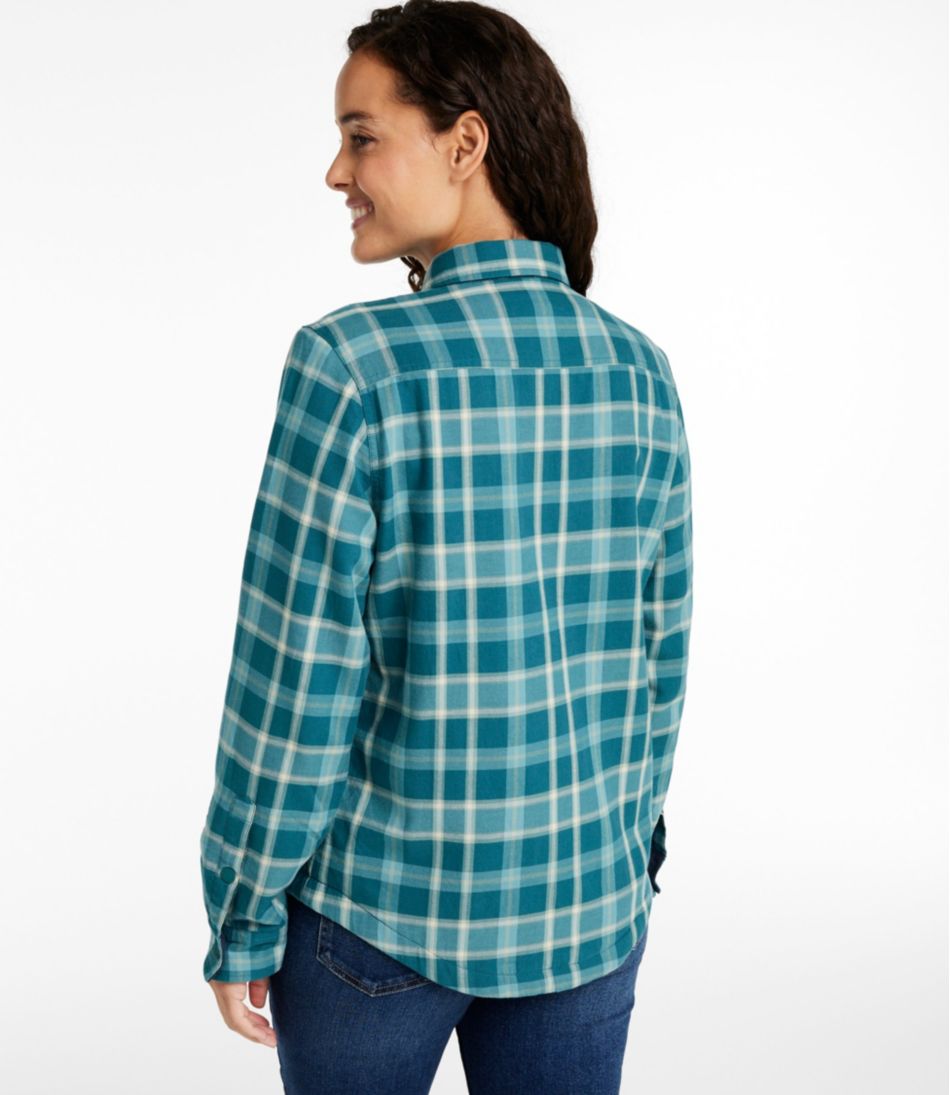 L.L.Bean Women's Fleece-Lined Flannel Shirt, Snap-Front Plaid CLOTHING
