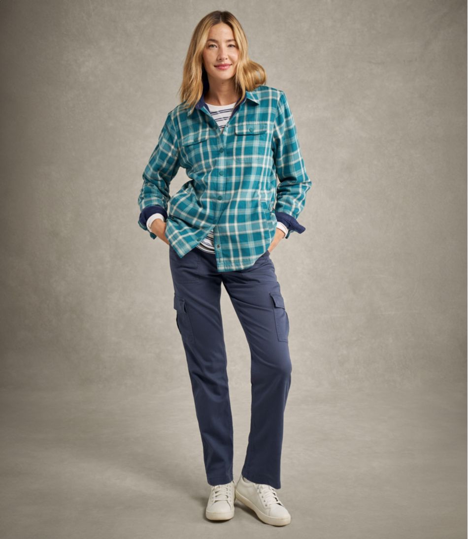 L.L.Bean Women's Fleece-Lined Flannel Shirt, Snap-Front Plaid CLOTHING