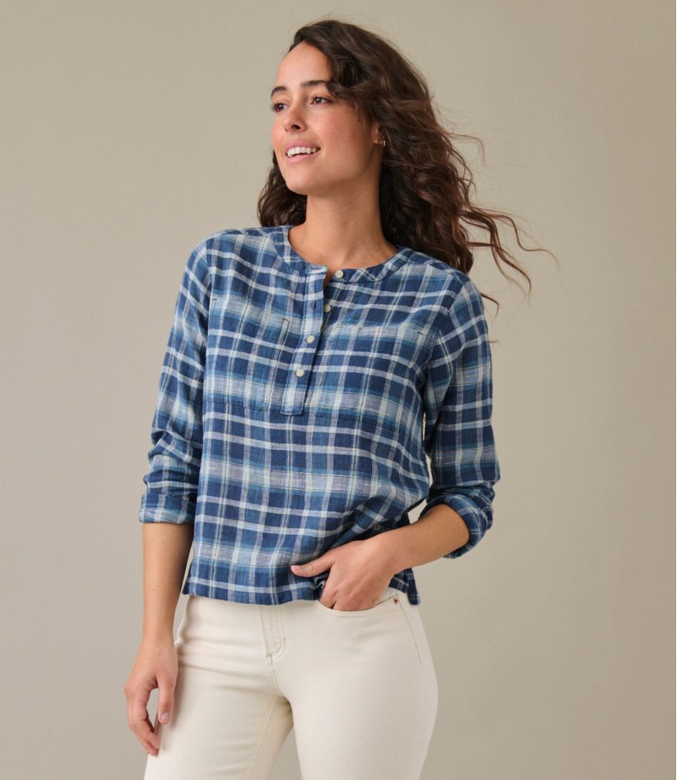L.L.Bean Women's Day Breeze Shirt, Long-Sleeve Collarless CLOTHING
