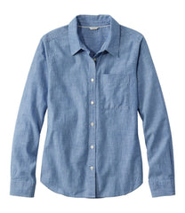 L.L.Bean Women's Essential Cotton Shirt, Chambray Long Sleeve CLOTHING