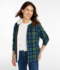 L.L.Bean Women's Scotch Plaid Flannel Shirt, Sherpa-Lined Zip Hoodie CLOTHING|SALE